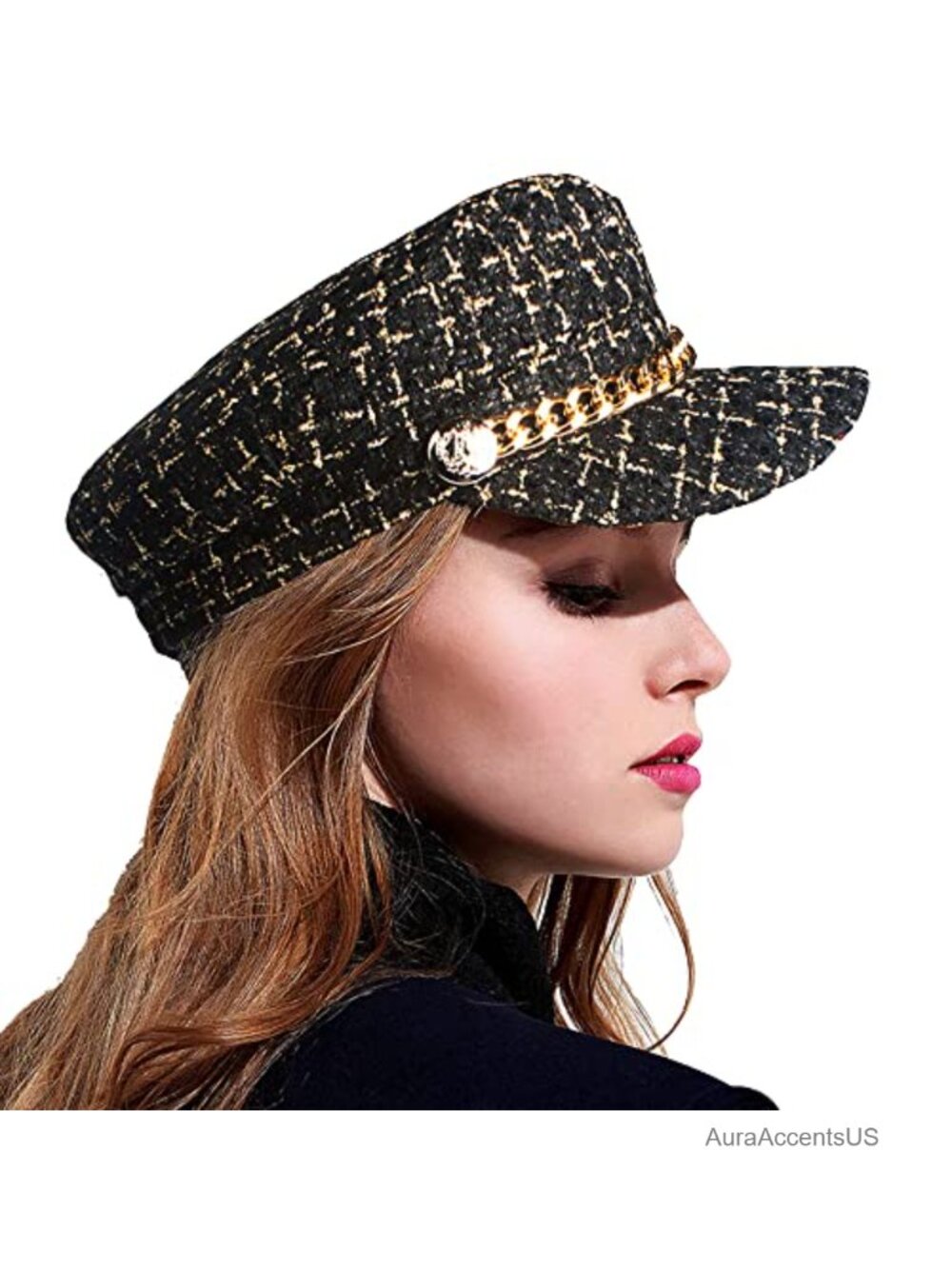 Women's Tweed Newsboy Cabbie Hat Adjustable Winter Beret Polyester Wool